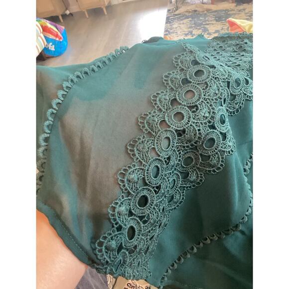 Joie Womens Blouse Size Medium Green Sheer Crochet Romantic Fall Business Office - Picture 10 of 10
